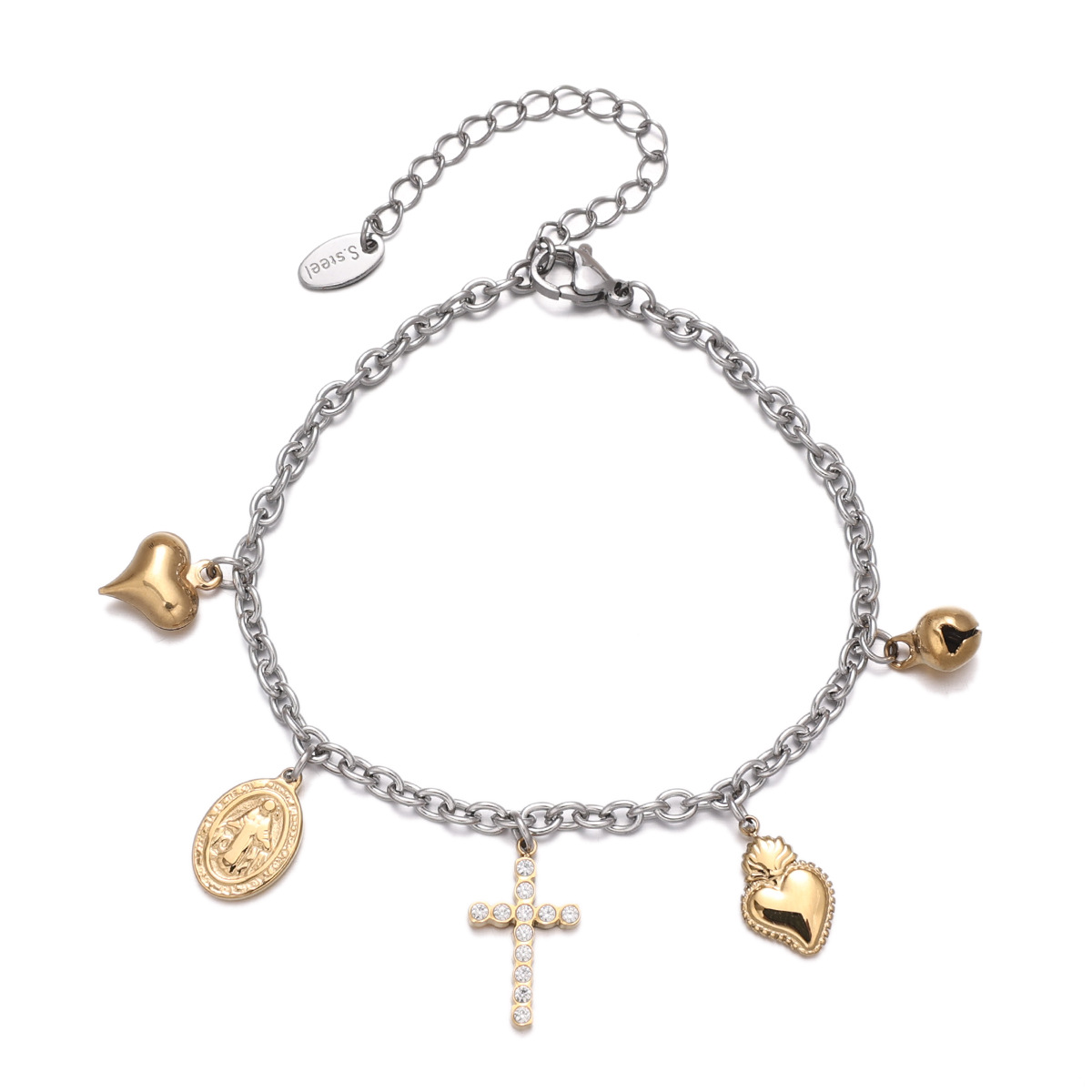 Alta Europa y los Estados Unidos transfronterizos de acero inoxidable 5A Zircon Cruz amor multi-accesorios colección de joyas de pulseras DIY