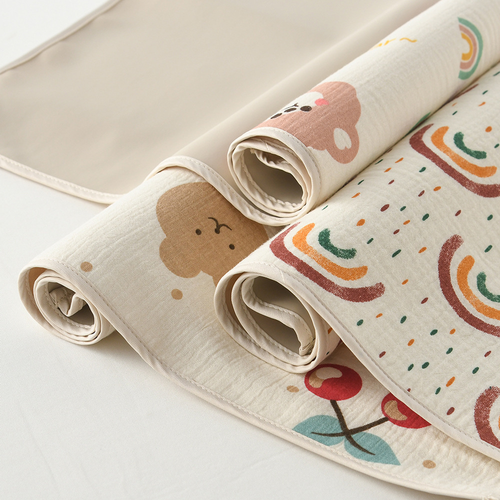 Korean Style Kidsren's Double-Sided Diaper Pad Waterproof Diaper Pad Baby Super Soft Pu Pure Cotton Dual-Purpose Diaper Pad Washable Bed Diaper Pad