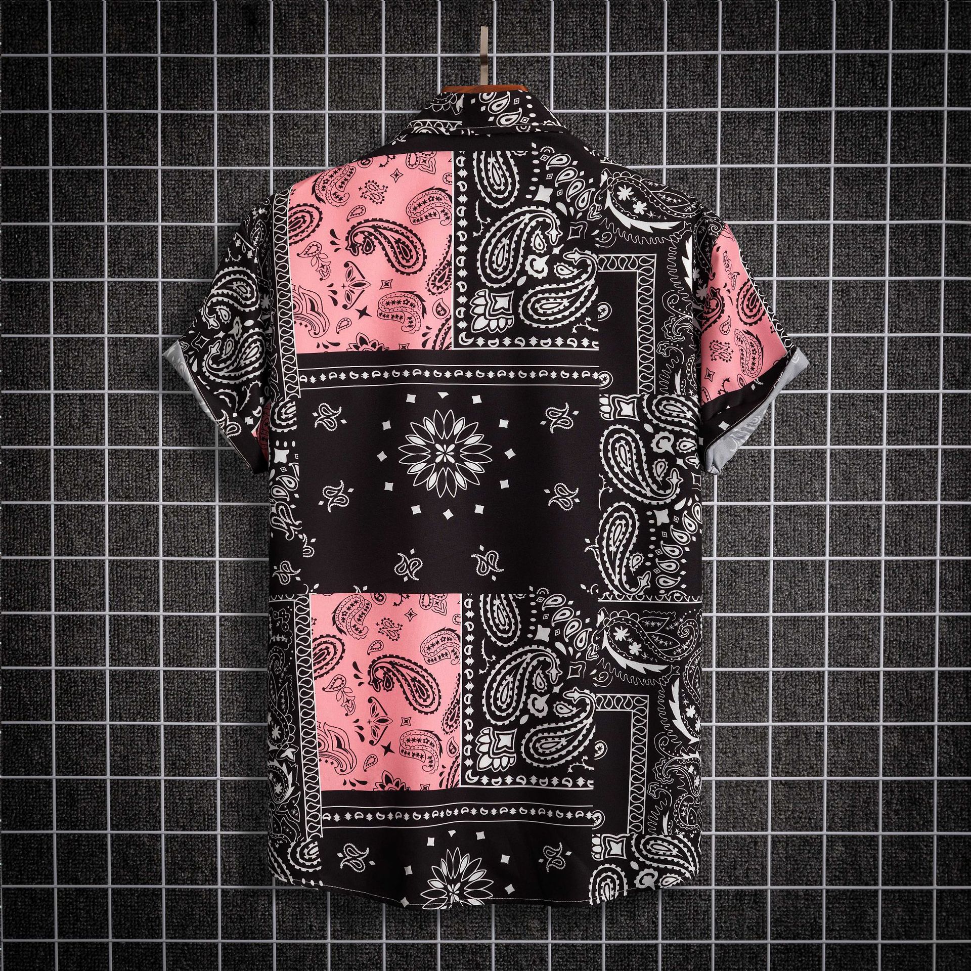 Camicia da uomo a maniche corte stile Paisley, vestibilità casual, non posizionabile_voghion.com