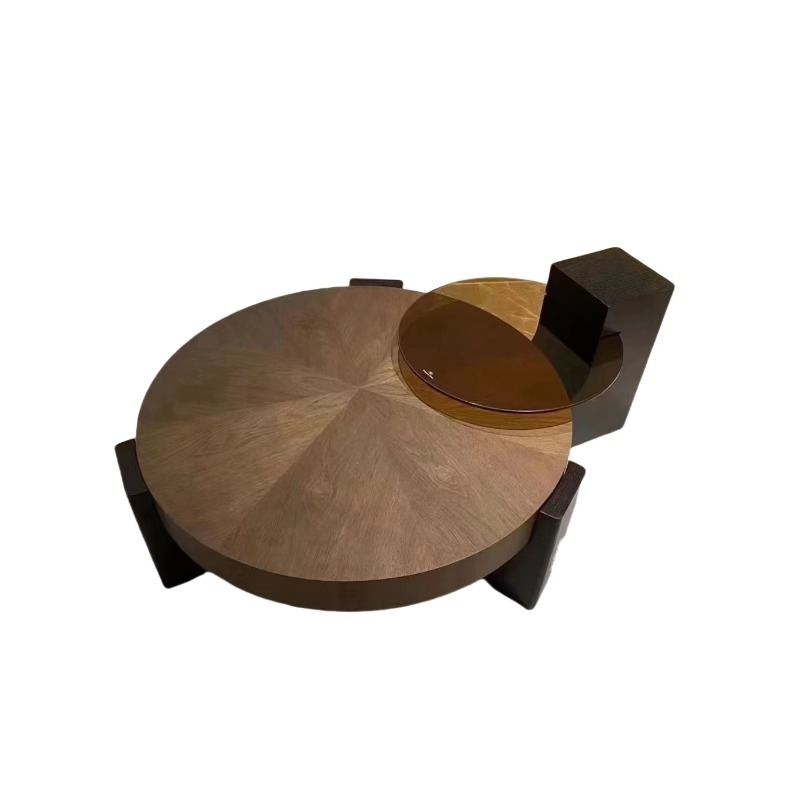 Mesa de té retro redonda de madera sólida de estilo italiano medieval moderna y simple sala de estar pequeña combinación de mesa de té doméstica