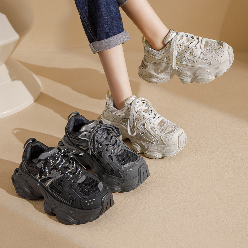 Zapatos Deportivos Casuales Augu Shiden, Modelo Primavera 2026, Malla Retro de Alta Gama, Color Gris, Suela Gruesa