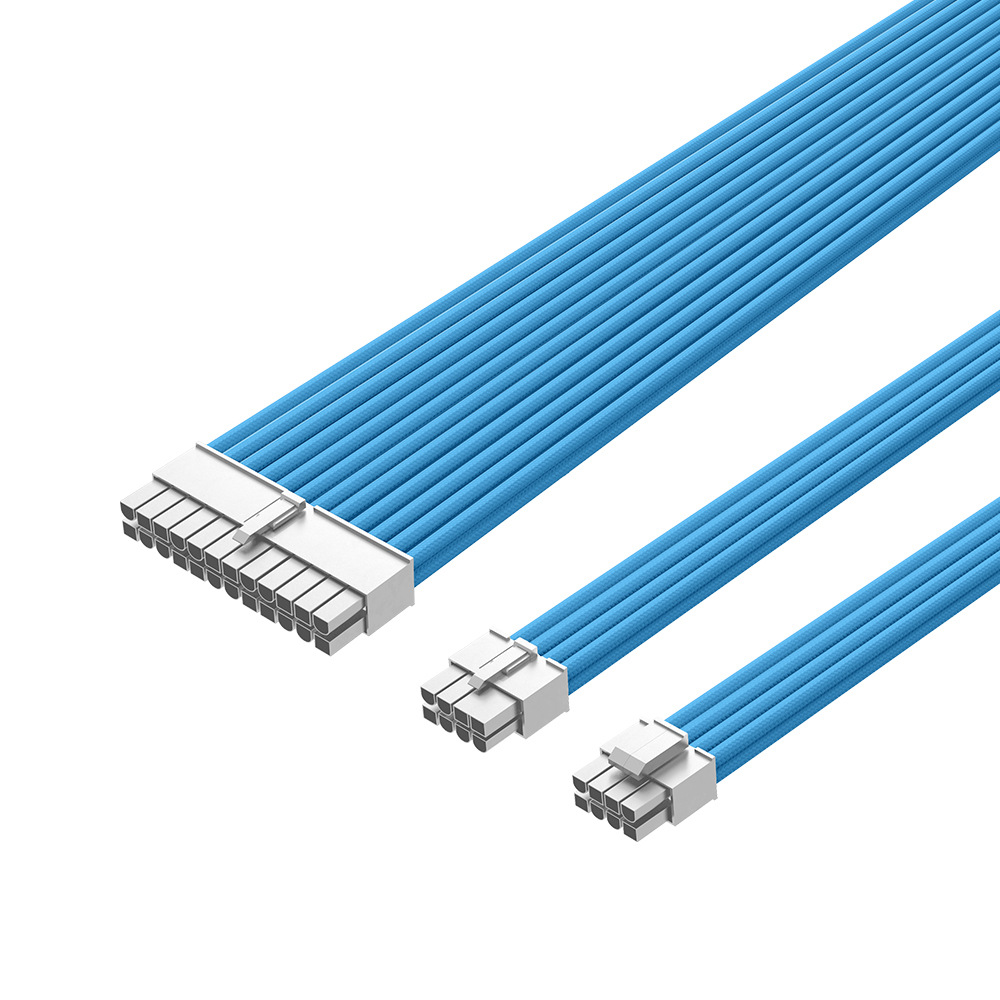 White shell sky blue line 3-piece set