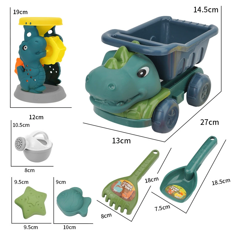 Детские динозавр, toy car, песочная лопата для пляжа, набор для путешествий для игр в воде, песочные часы