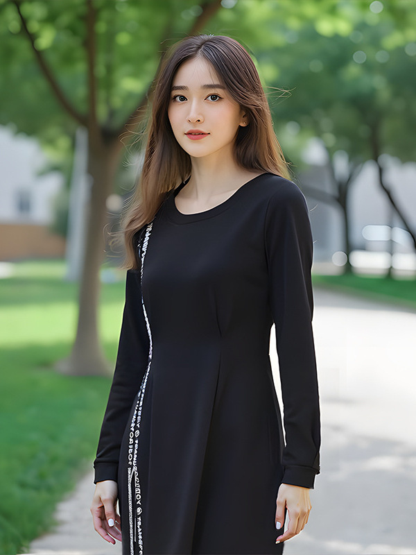 60-150kg Plus Size Long-Sleeved A-Line Dress 2025 Spring & Fall New Letter Print Fat mm Elegant Slimming Look 60-150kg Plus Size Long-Sleeved A-Line Dress 2025 Spring & Fall New Letter Print Fat mm Elegant Slimming Look