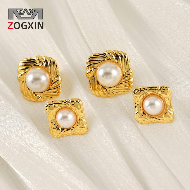 Pendientes de acero de titanio perla de alta calidad de lujo ligero de moda para mujer, nuevas tendencias europeas y americanas, pendientes de acero inoxidable de todo fósforo para mujer