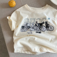 Pure cotton children's short-sleeved T-shirt summer 2024 new fashion trend versatile casual small and medium-sized children's boys and girls' tops