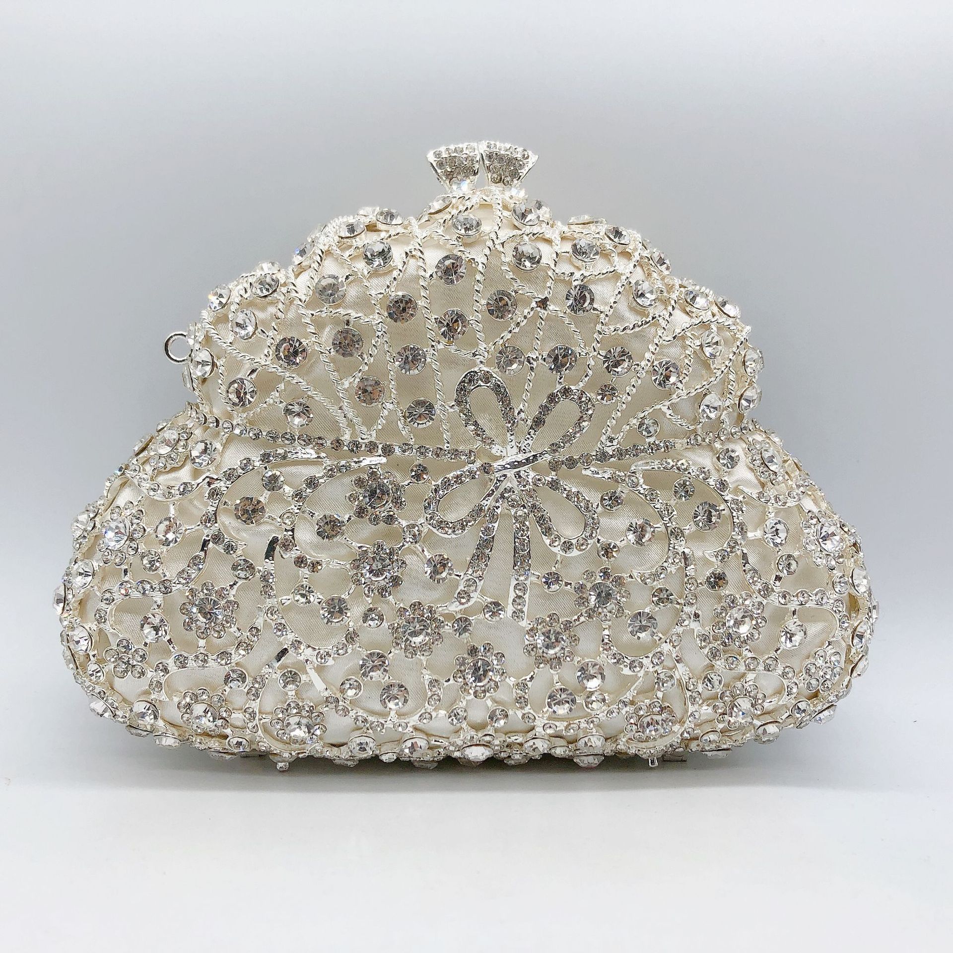 Nuevo paquete de diamantes transfronterizos caja metálica hueca bolsa de mujer bolsa de cristal de diamantes bolsa de banquete embrague