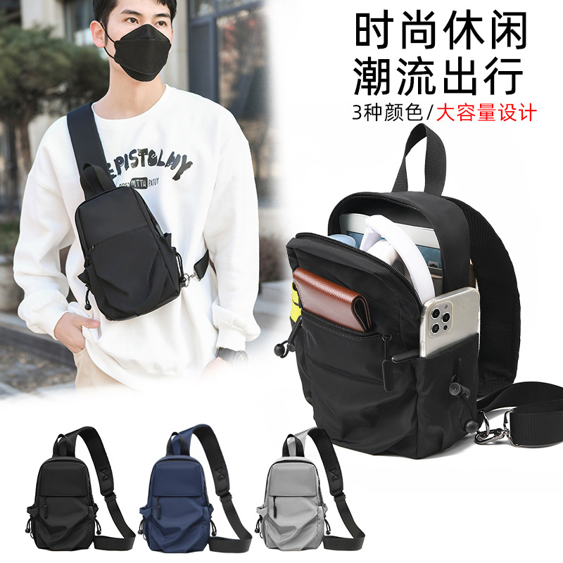 Cross-border wholesale men's chest bag waterproof nylon casual crossbody chest bag trendy single-shoulder chest bag for men wholesale manufacturer