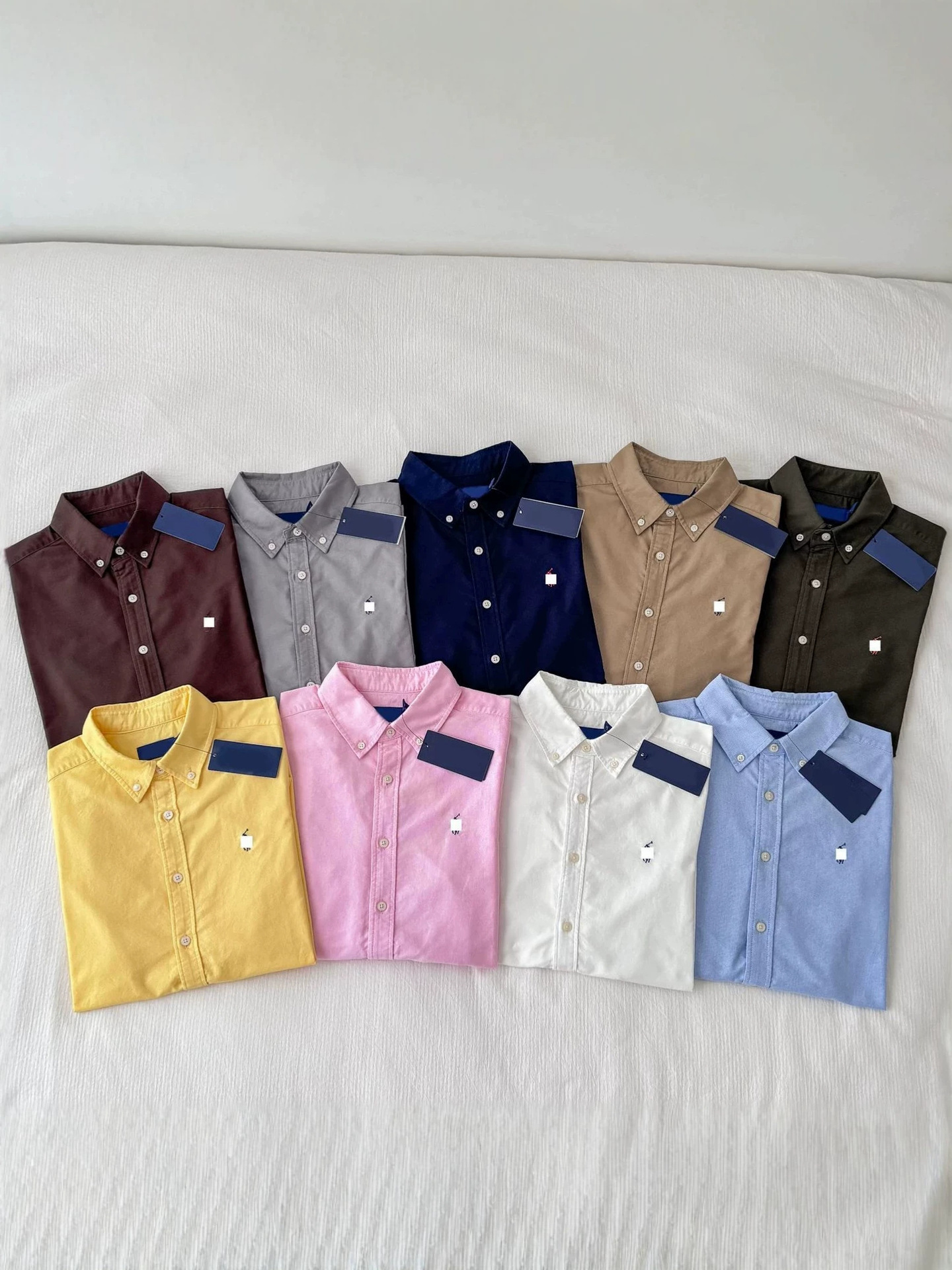 Scannable code confirms top quality [Solid color Oxford shirt] RL Ralph Lauren embroidered logo classic pure cotton original factory product