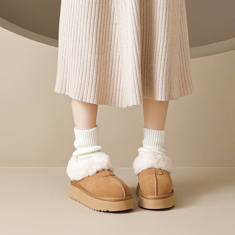Botas de nieve Augushiden para mujer, otoño-invierno 2025, nuevas botas cortas de moda con suela gruesa, forro de felpa y forro polar.