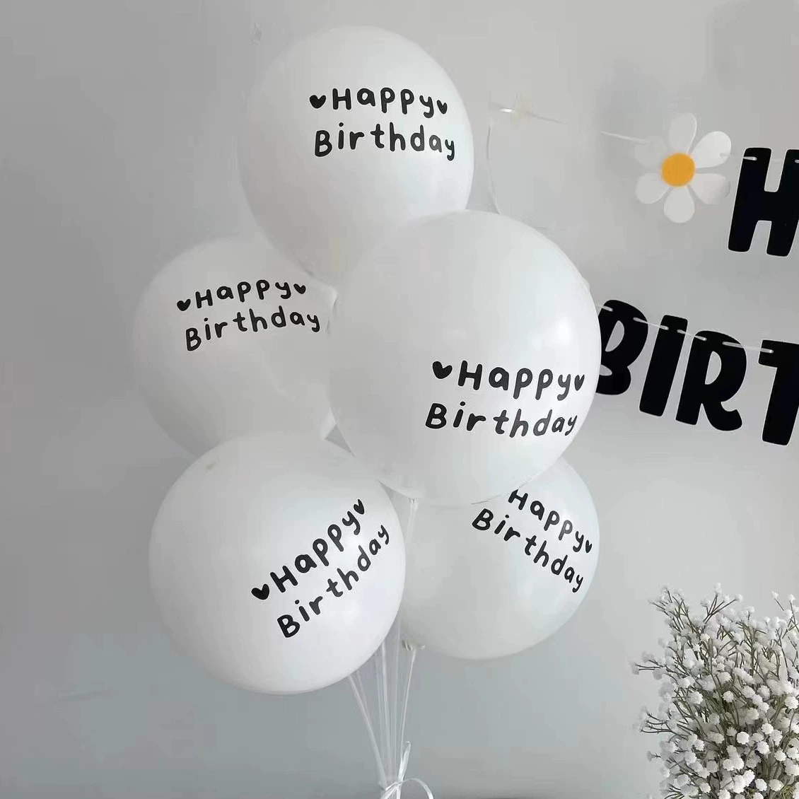 Ins ветер 10 дюймов 2,2 г черный белый минималистичный любовный алфавит день рождения воздушный шар декоративный латекс воздушный шар