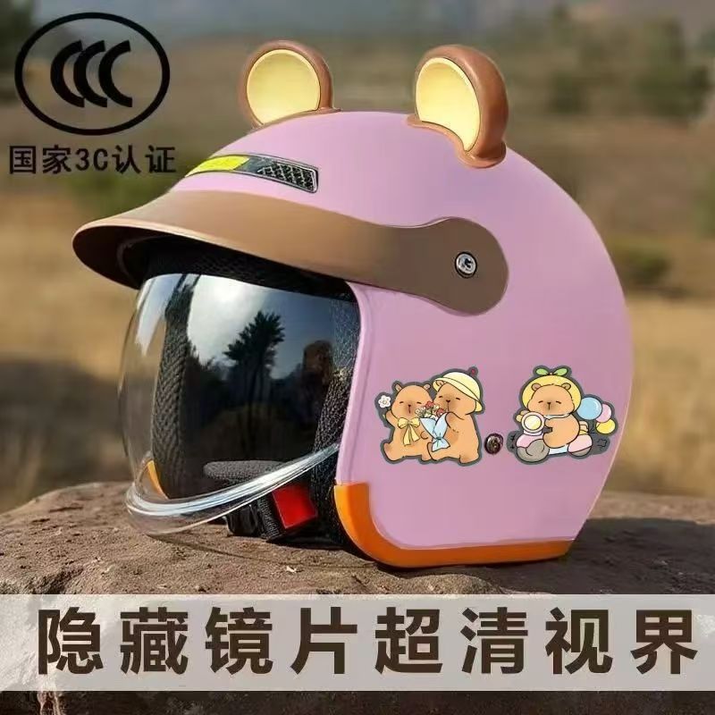 National Standard Certified Winter Safety Helmet for Men and Women, Electric Vehicle Safety Helmet, Cold-Proof and Warm, with Hidden Visor, Motorcycle Helmet