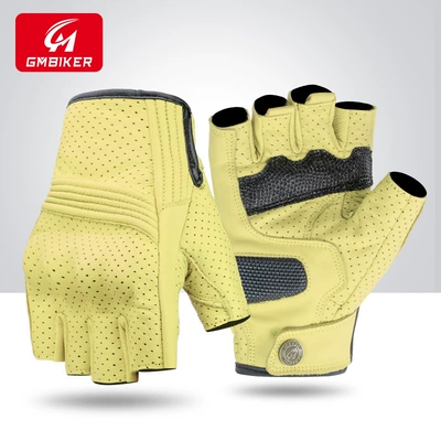 Autumn and Winter, Motorcycle Safety Supplies - 303b-beige-half-finger-style-imported-sheepskin-soft-and-comfortable-s