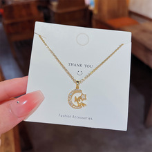 月亮下的女孩钛钢白贝新品国风感设计感小众锁骨链女时尚气质颈链