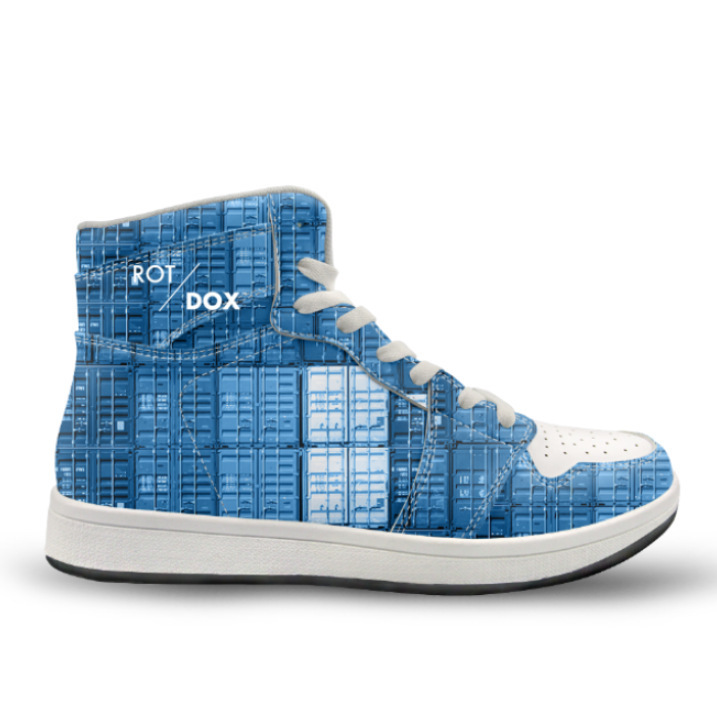 Cross-border independent station new personality gradient blue animation print high-top basketball shoes sports casual shoes