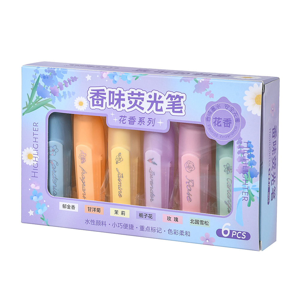 Macarón flor y fruta aroma resaltador bolígrafo marcador de bolsillo acuarela resaltador de color portátil