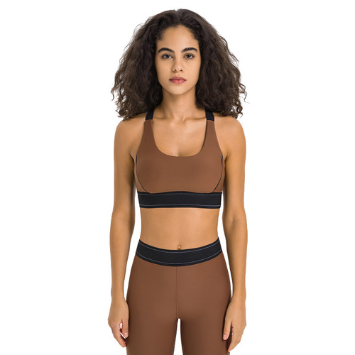 Shishi quality alo contrasting color personalized sports bra high strength adjustable shoulder straps fitness running yoga bra