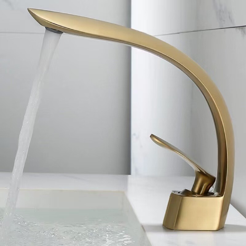 Nordic Light Luxury Gun Grey All Copper Basin Hot and Cold Table Basin Faucet Household Toilet Creative Hand Washing Washbasin