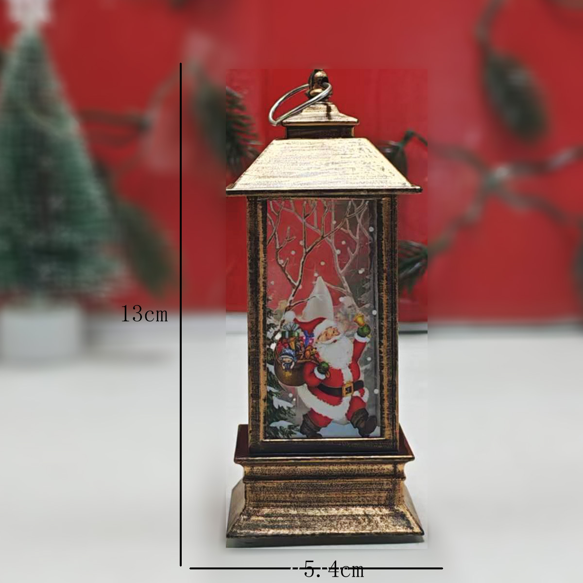 Linterna cuadrada pequeña de Navidad, adorno decorativo de escritorio, decoración colgante para árbol de Navidad, luz nocturna retro, regalo de Navidad