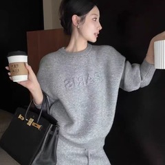 韩系气质穿搭一整套秋冬季慵懒风圆领毛衣针织包臀短裙香风两件套