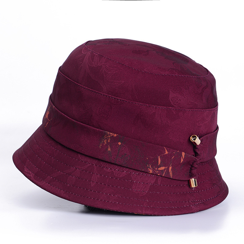 2025 Spring and Autumn New Round Flat Top National Style Waistband Basin Hat Foldable Fashion Hat Face Slimming White Hair Covering Hat for Women