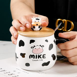Large Capacity Cartoon Ceramic Cup Creative Cute Cow Mug Big Belly Water Cup Office Coffee Cup Milk Cup