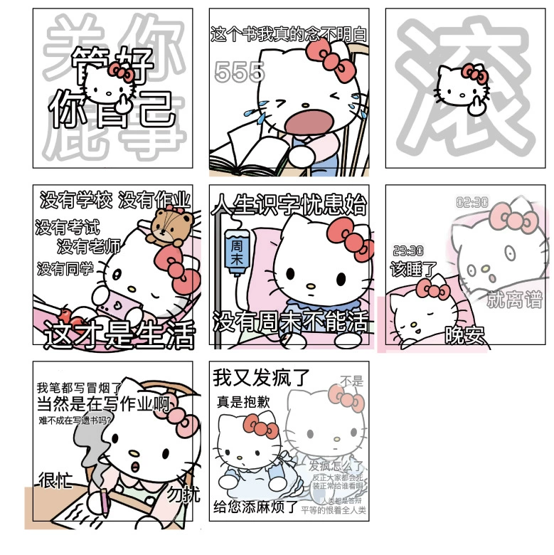 Sticker Roll (Hello Kitty) 500 pcs, 2.0 cm Square Labels, Decorative Roll