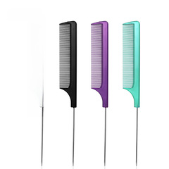 廠家直供跨境彩色尖尾梳子挑發梳美發塑料鋼針梳子造型家用梳