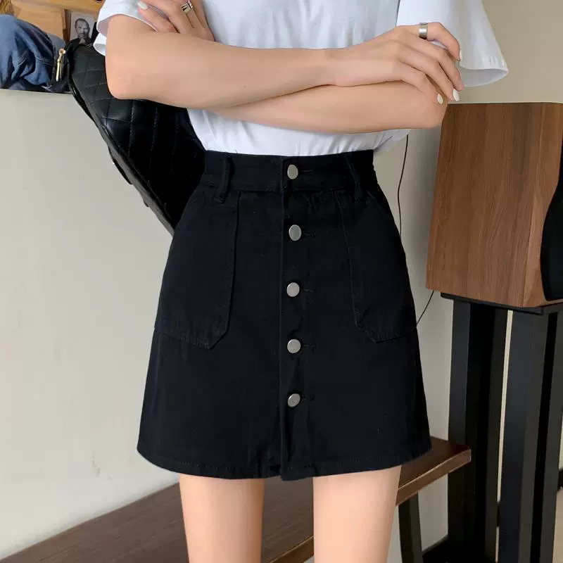 Summer fitted protective underware, denim skirt for students, Korean style, plus size, A-line