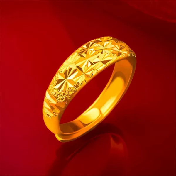Couple Style Sand Gold 5mm Starry Sky Open Ring for Women, Imitation Gold 7mm Thickened Men's Ring, Wholesale Jewelry from Manufacturer