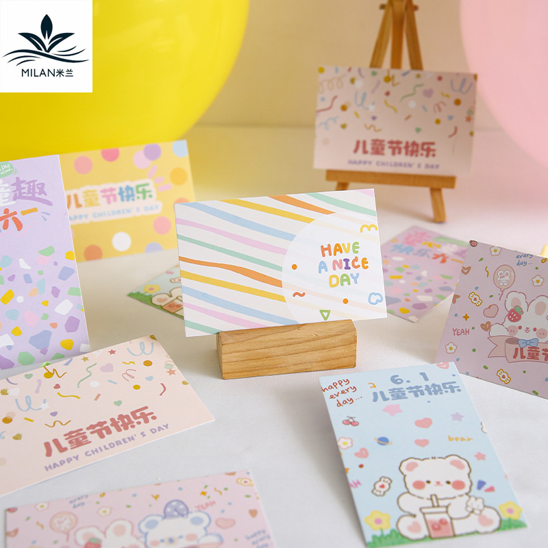 Tarjeta del Día del Niño Tarjeta de felicitación Diy Flores Aperitivos Ramo Material de embalaje Tarjeta de regalo Etiqueta engomada