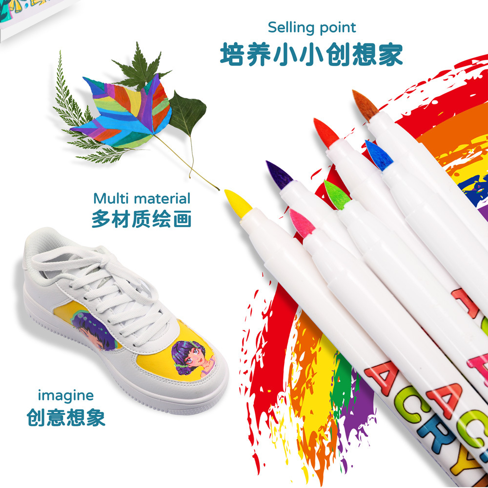 84 color rosa marcador acrílico impermeable color apilable Guangna Z8610 arte pintura cepillo marcador a base de agua