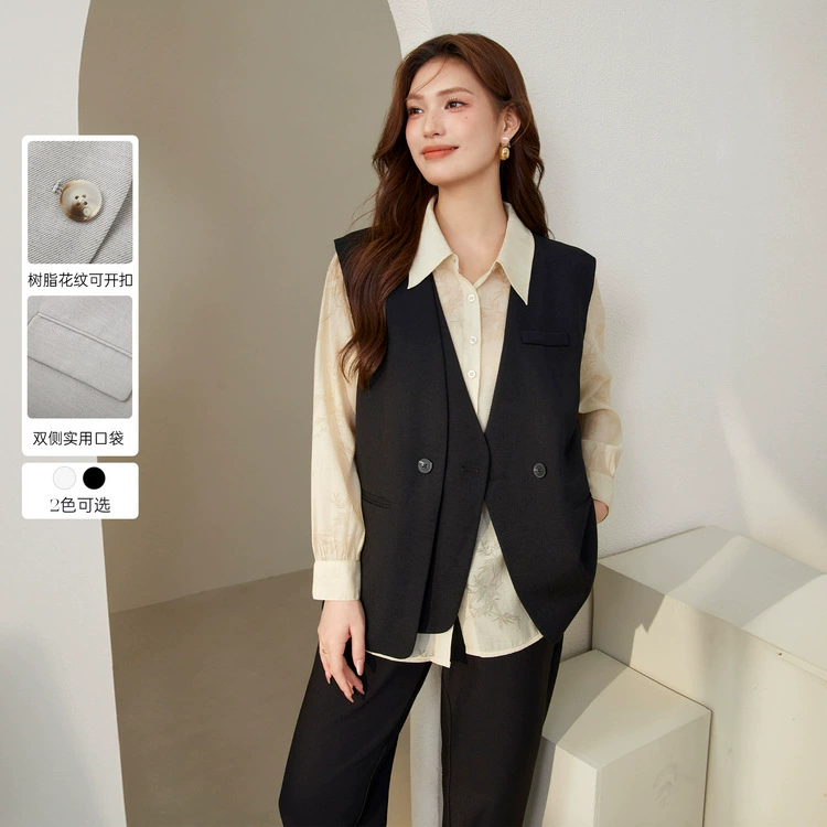 Слепое шоу большого размера женского дизайна поддельные две части индивидуальности модный темперамент повседневный жилет жирный mm2024 осенний новый