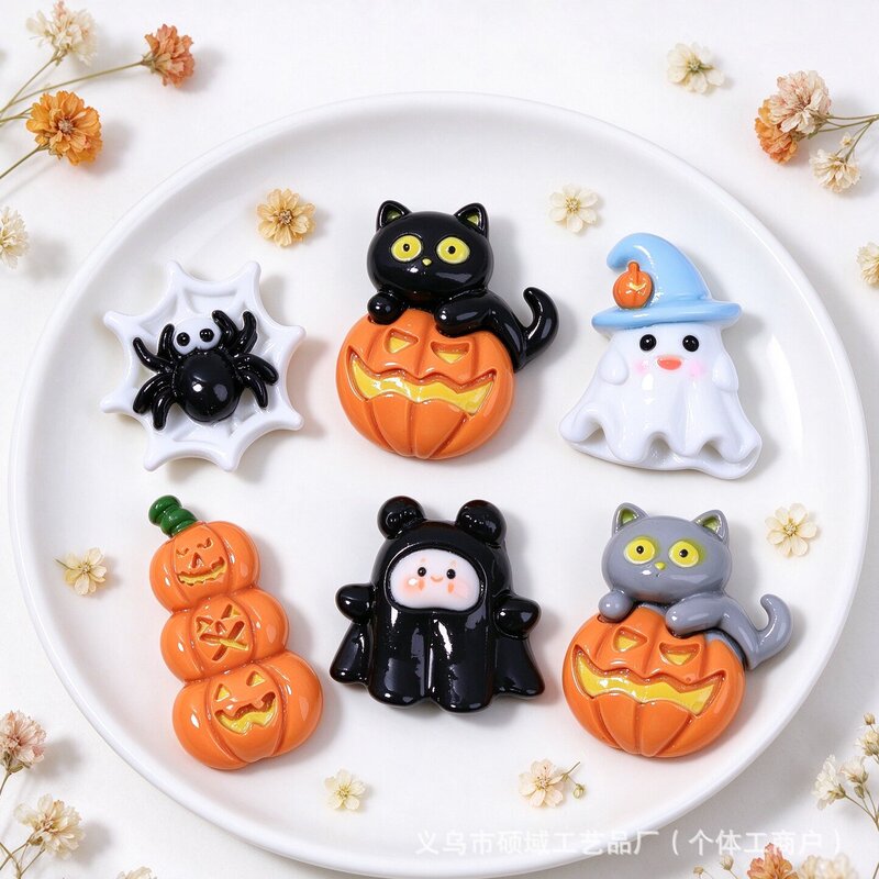 Halloween pumpkin lantern cartoon ghost handmade DIY accessories hairpin phone case decoration resin accessory materials Halloween pumpkin lantern cartoon ghost handmade DIY accessories hairpin phone case decoration resin accessory materials