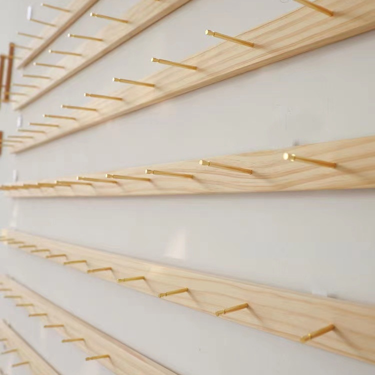 Jewelry display rack, accessories store, earrings, ear rings, necklace, wall-mounted, sock display rack, creative storage, wooden hanging rack