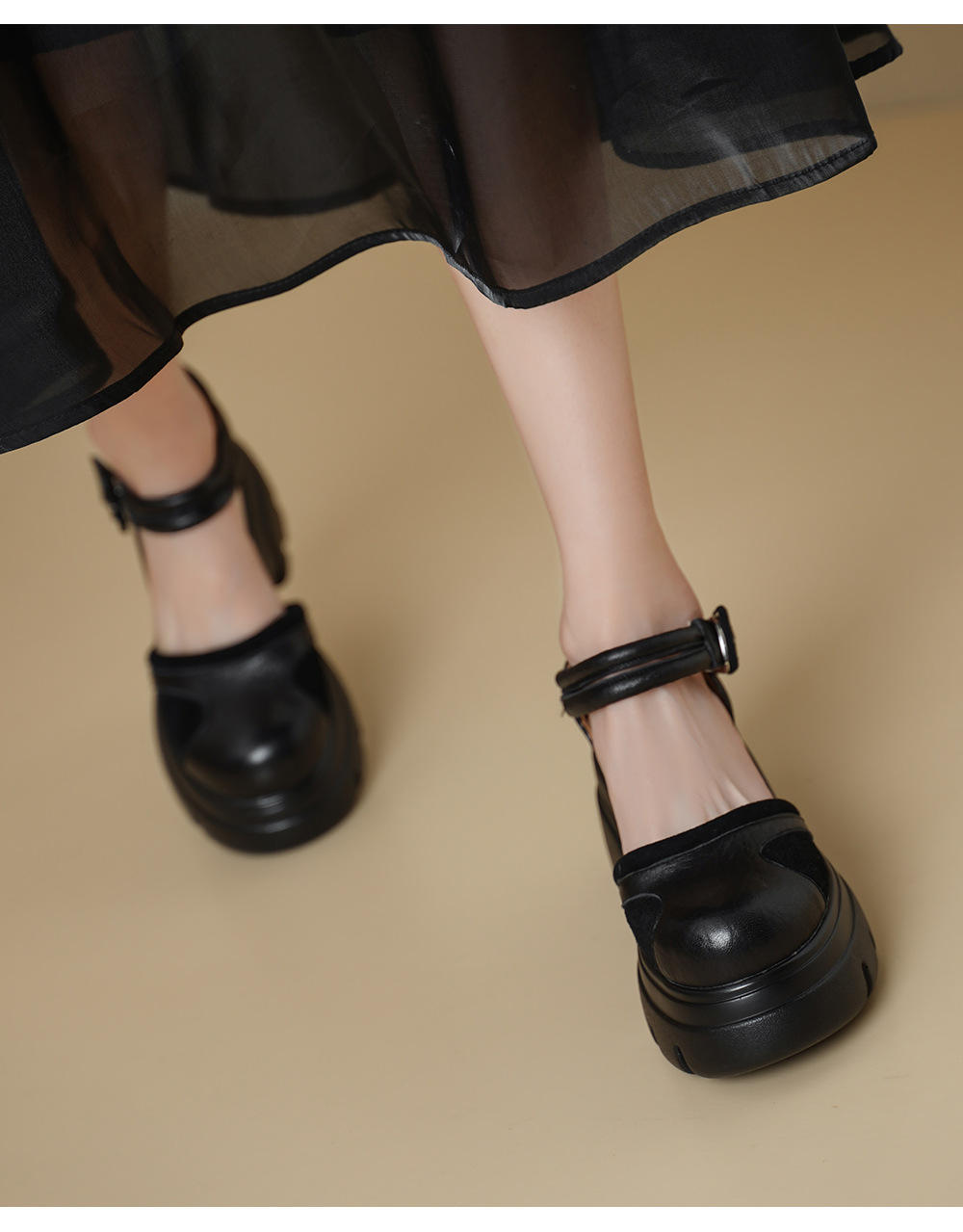Sandal cao gót nữ mũi nhọn quai ngang đế xuồng da bò — màu đen, màu mơ chi tiết 5