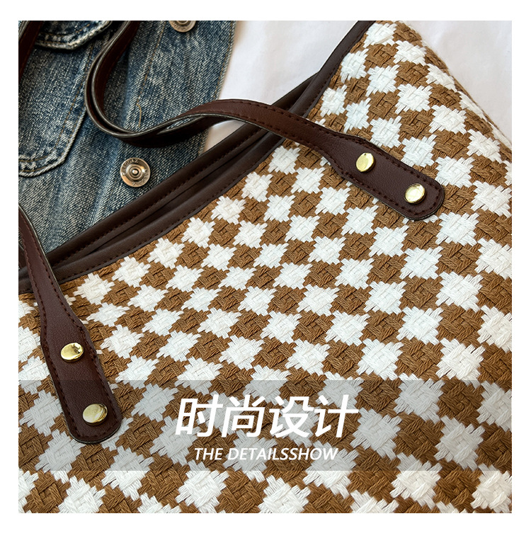 Casual commuting women's bag 2025 Spring checkered simple, stylish and trendy single-shoulder crossbody bag tote bag undefined