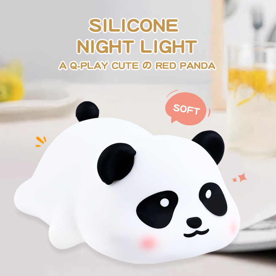 Explosiones transfronterizas bater lámparas de silicona lámpara de noche panda lámpara de noche grasa tiempo de carga regalo atmósfera lámpara de dormitorio