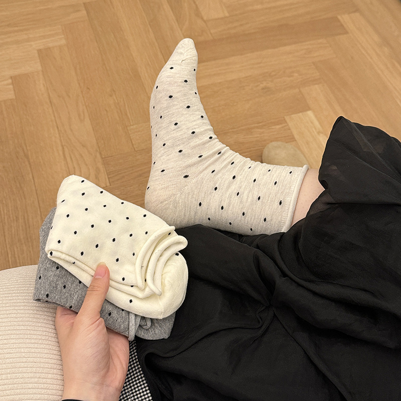 Polka Dot Socks Children Spring and Autumn Cotton Socks Ins Fashionable Mid-Autumn Tube Socks Korean Japanese Style Sports Curled Polka Dot Summer Stockings Polka Dot Socks Children Spring and Autumn Cotton Socks Ins Fashionable Mid-Autumn Tube Socks Korean Japanese Style Sports Curled Polka Dot Summer Stockings