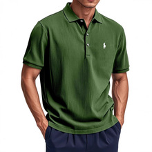 2025欧美跨境亚马逊夏季新款男装休闲纽扣翻领POLO衫男白色黑色