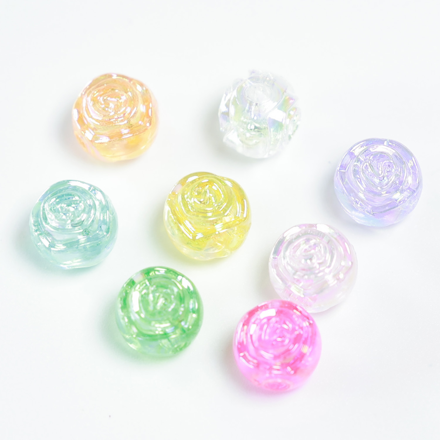 透明玫瑰花亚克力珠子直孔DIY手机链耳环饰品配件服装辅料手链