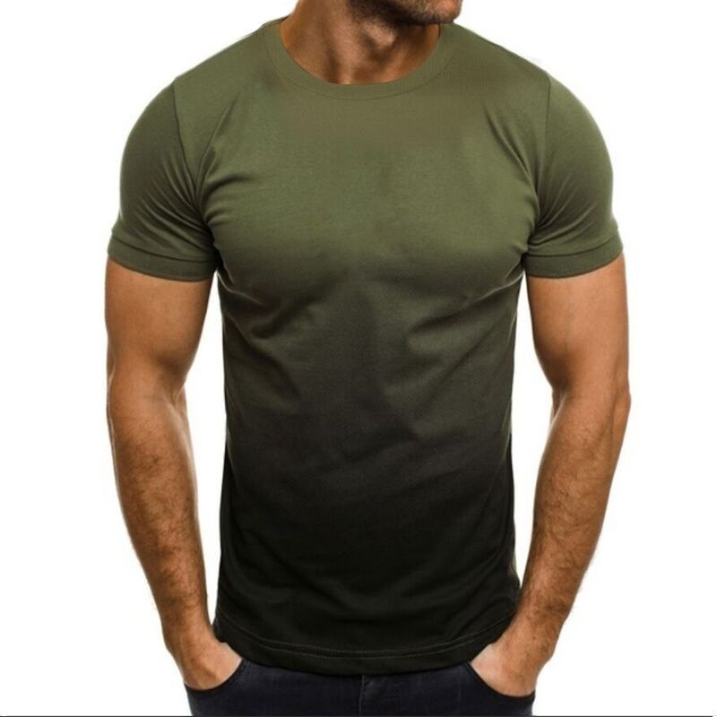 Men's Gradient Color Simple Style Round Neck Short Sleeve Loose Men's T-shirt display picture 4