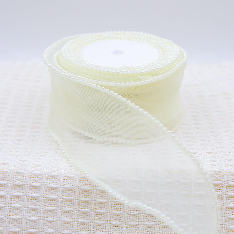 Ribbon de hilo de cola de pez floral ribbon horneado pastel de flores de borde buquete de hilo ondulado decoración de mariposa ribbon hilo de perla