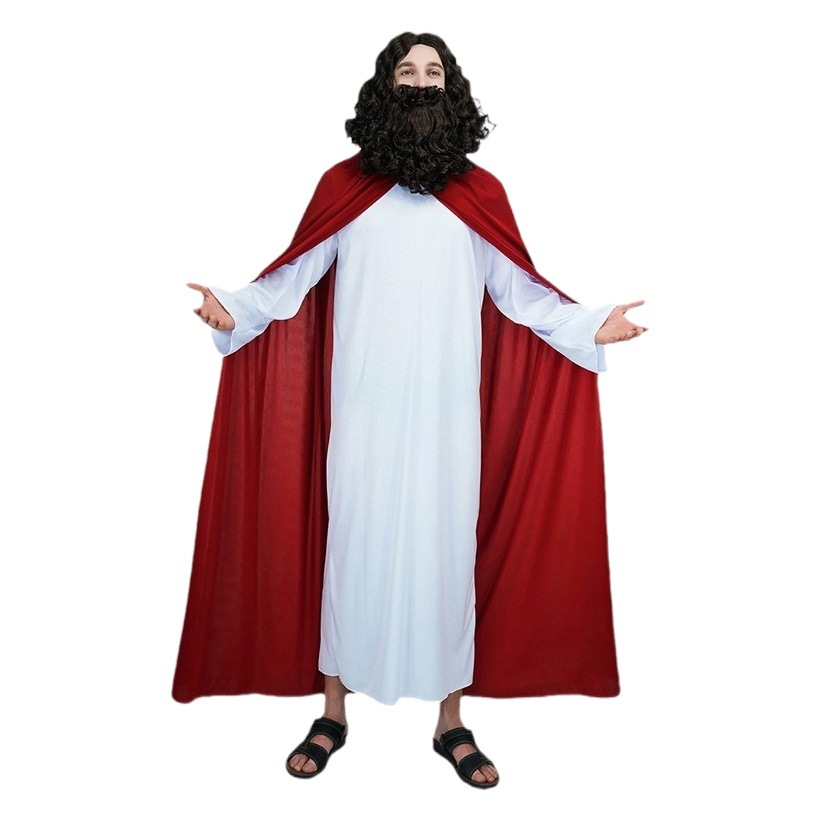 Halloween hombres adultos sacerdote misionero rol traje de fiesta hombre grande Jesús etapa traje de rendimiento