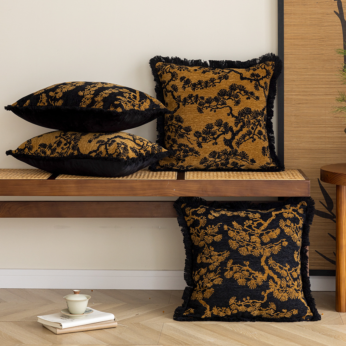 Vintage Sofa Pillowcase New Chinese Classical Home Decorative Pillow Living Room Bedroom Cushion Backrest Car Waist Pillow