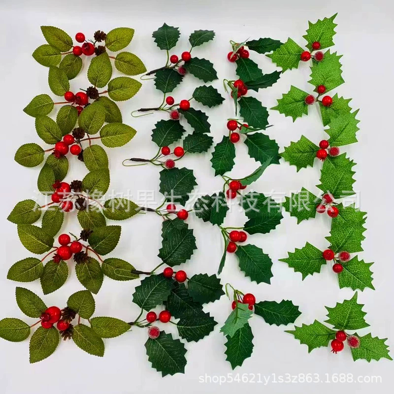 Рождественские украшения красные фрукты Рождественские Листья Три листа Рождественские украшения треугольные листья искусственные цветочные украшения Аксессуары