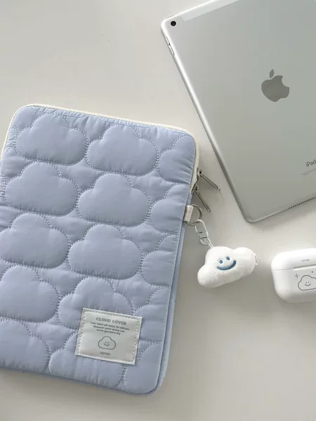 Cross-Border Korean Cute Cloud Embroider iPad Tablet Bag Ins11/13/ 15inch Laptop Cosmetics Bag