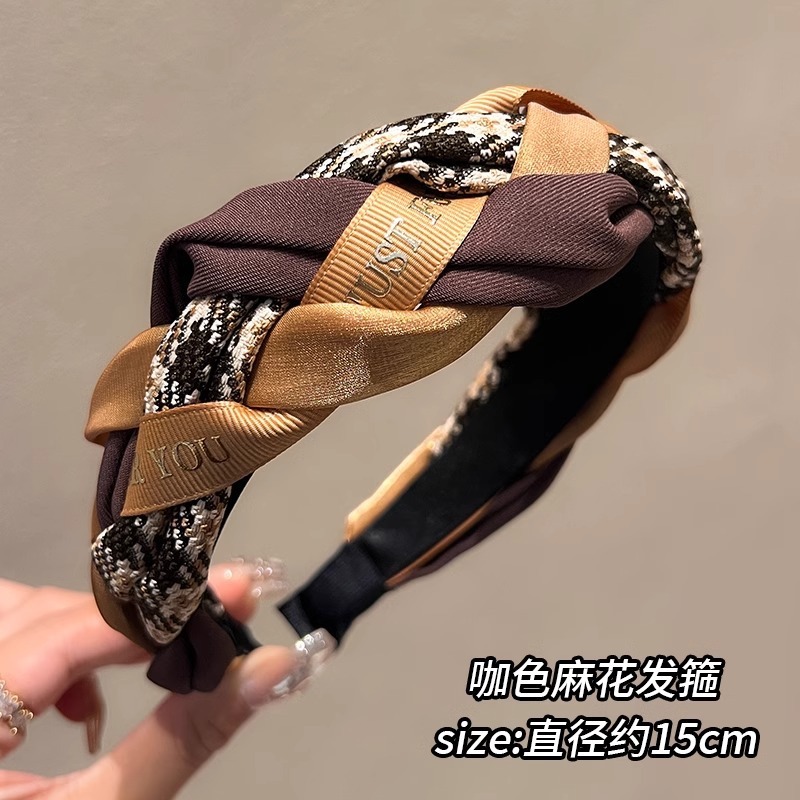 法式复古针织宽边发箍女高级感发卡小香风高颅顶压发头箍洗脸发捆|undefined