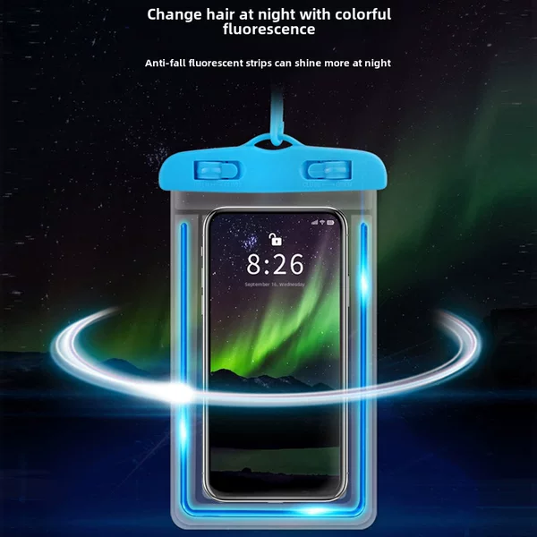 Luminous Outdoor Sports Mobile Phone Bag, Sealed Transparent Beach Swimming Mobile Phone Waterproof Case, Fluorescent Mobile Phone Waterproof Bag