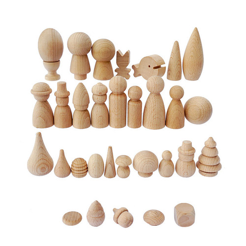 Solid wood beech shaped building blocks essential oil diffusing incense wood logs white embryos without paint can be painted handmade graffiti ornaments for decoration